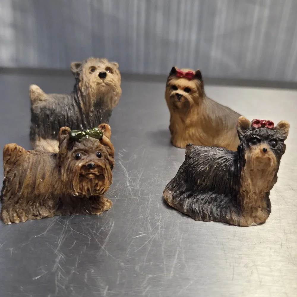 Vintage Hand Painted Yorkie Resin Figurines 1.5